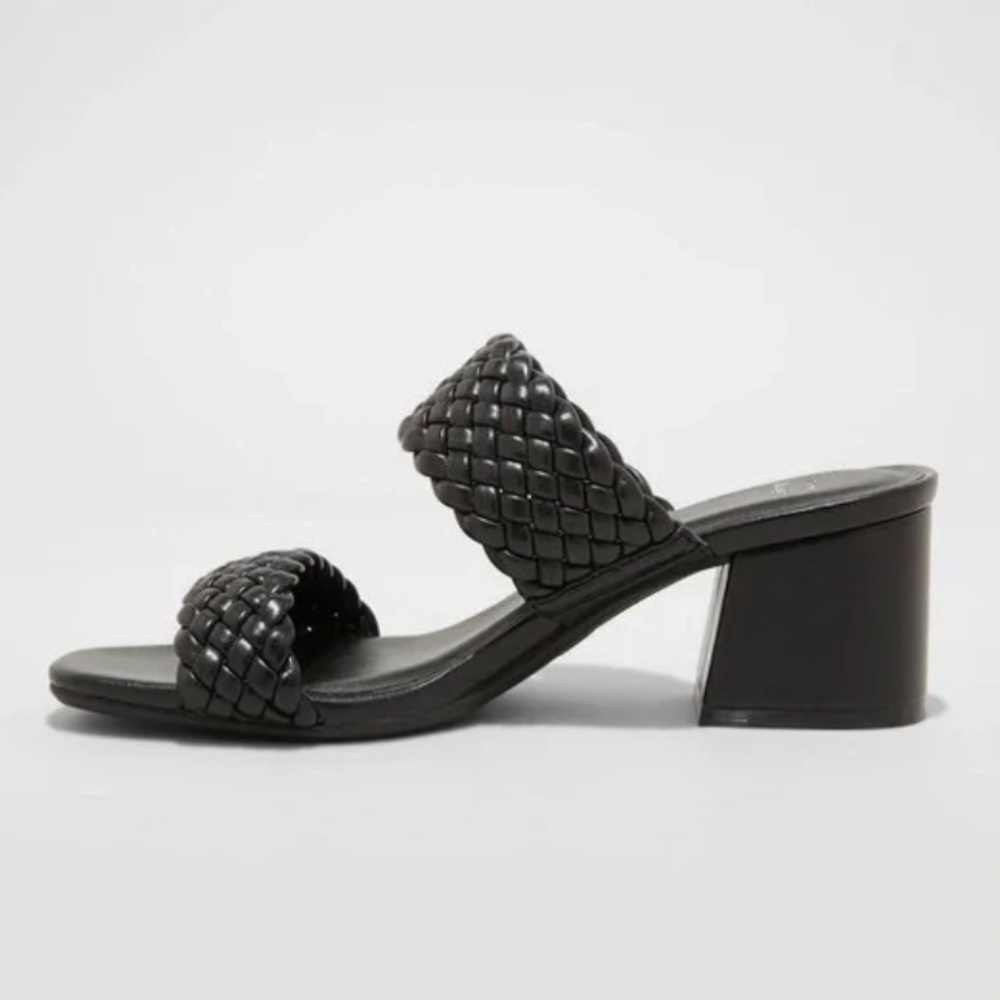 A New Day Fiona Braided Heel Sandals in Black Size 10